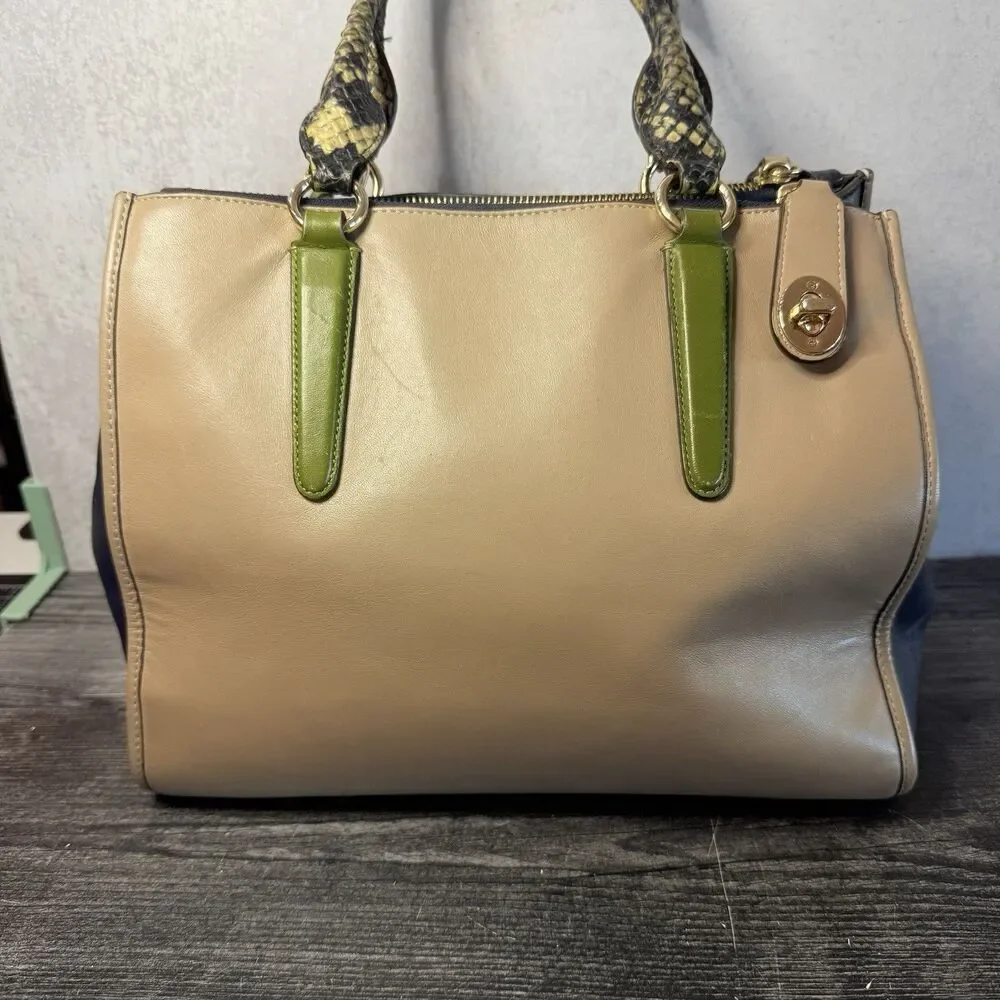 Designer Coach Crosby CarryAll Double Zip Leather Satchel Shoulder Bag #33545